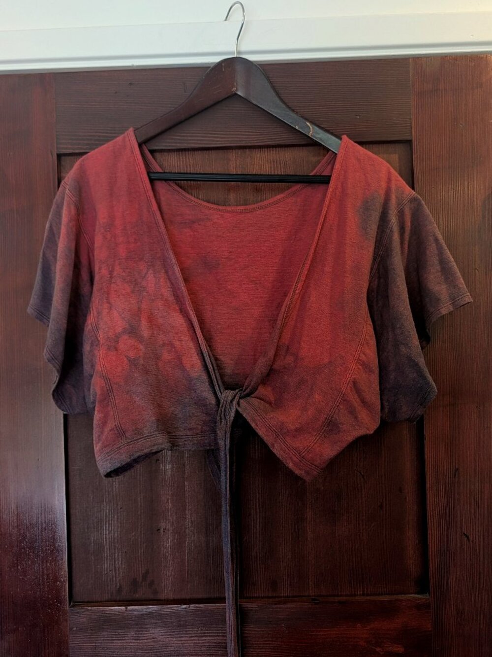 Small Beet/Natural Indigo One-of-a-Kind Bohemian Folk Flutter Wrap Hemp Cotton